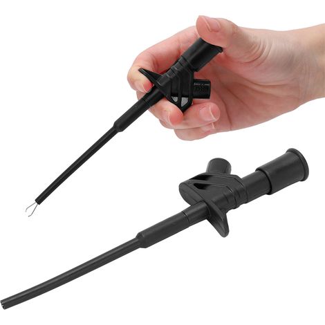 J.30021 Flexible, sichere und schnelle Prüfklemme mit Prüfhaken und 4 mm Sicherheitseinsatz, schwarz (1/5)