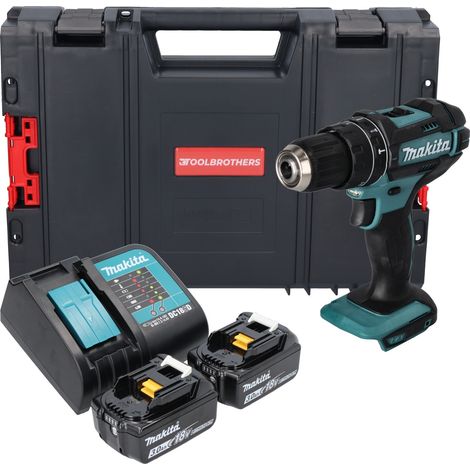 Makita DHP 482 SFJ-R Akku Schlagbohrschrauber 18 V 62 Nm + 2x Akku 3,0 Ah + Ladegerät + RHINO (1/5)