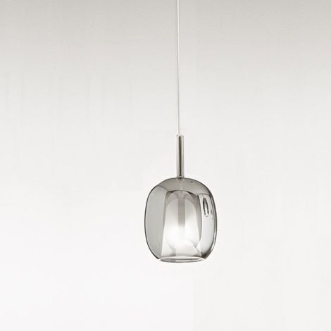 Suspension en Verre Borosilicaté Fumé Miroir avec Câblage E27, Design Moderne 17,5x30,5 cm, Câble Réglable 300 cm - Marque Perenz, Italie.