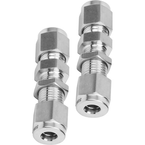 2 Pièces Raccord à Double Olive en Acier Inoxydable 316 avec Plaque d'Usure et Joint pour Conduite 1/4" (1/5)