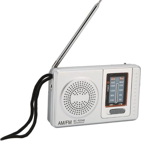 Mini radio d'urgence portable FM/AM - Radio de poche - Radio de secours - Radio à piles - Radio transistor - Petite radio - Argent (1/2)