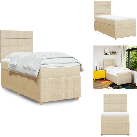 Sommier à lattes de lit avec matelas Crème 80x200 cm Tissu - Sommier À Lattes De Lit - Sommiers À Lattes De Lit - Lit - Meuble De Chambre À Coucher (1/5)
