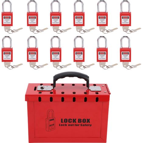 Boîtier de cadenassage collectif + 12 cadenas 38mm nylon renforcé + 24 clés sécurité industrielle anti-corrosion robuste (1/5)