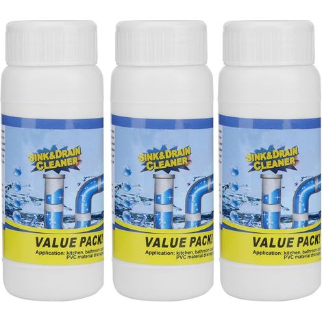 Déboucheur évier nettoyant – Lot de 3 – Pour cuisine, toilettes, salle de bain – Dissout bouchons (1/5)