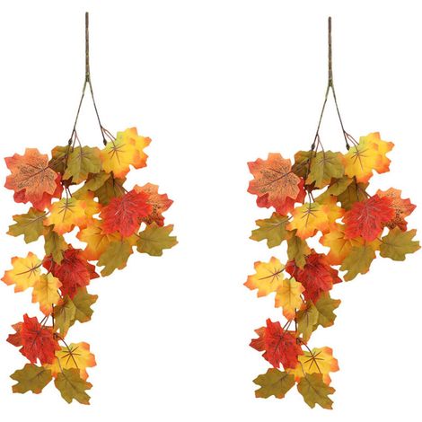 2pcs Halloween fausses fleurs, accessoires de fleurs de simulation, fleurs en plastique de mariage à la maison et à l'extérieur(Feuille d'érable à deux fourches) (1/4)
