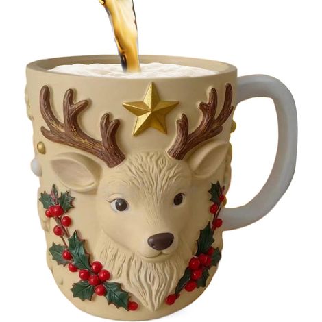 Tasses De Noël Mignonnes Vaisselle À Boire En Résine Pour Fêtes Tasses de Fêtes Décor de Noël Tasses à Café Pour Boissons Chaudes Froides Thé Lait Jus Latte Fête Déco Maison Bureau (1/5)