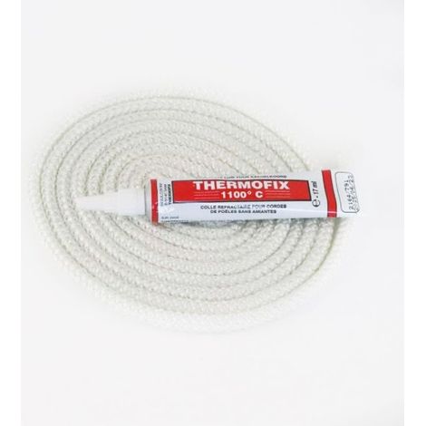 Joint rond tressé (blanc) ø 6 mm x 2,5 m + colle