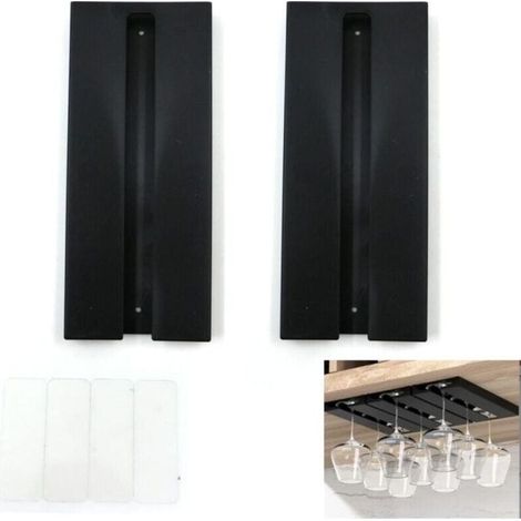 Hanging Wine Glass Holder, No Drilling Required, Large Capacity, Hanging Stemware Rack, for Bar Kitchen, 25.3X11 X2cm, Black (1/5)