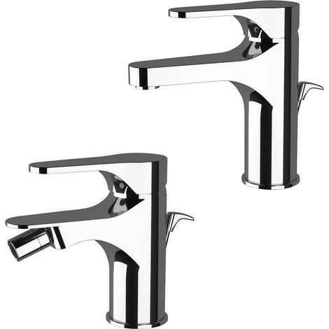 Set rubinetti lavabo e bidet in ottone cromo di Rubinetterie Mariani Linea Surf (1/5)