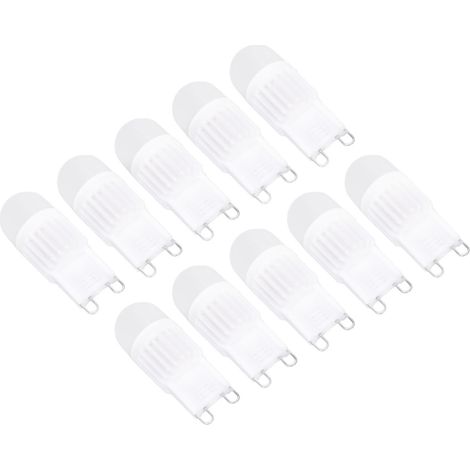 10 ampoules LED G9, dimmables, 2 W, 500 lm, équivalent à une ampoule halogène de 30 W, pour lustres, plafonniers et appliques murales, 220 V, lumière blanche (1/5)