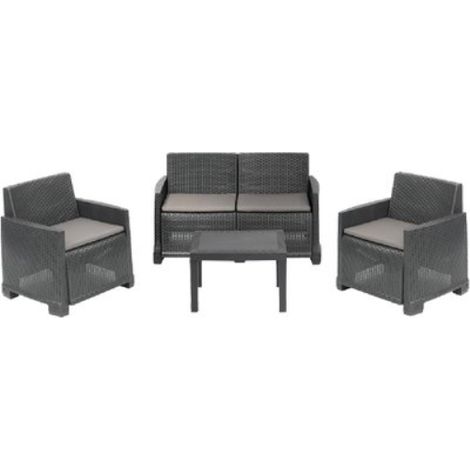 Set rattan iseo progarden pp antracite cf=pz 4 + cuscini Progarden