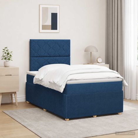 vidaXL Cama de muelles con LED y colchón Azul 120 x 200 cm Tela (1/5)