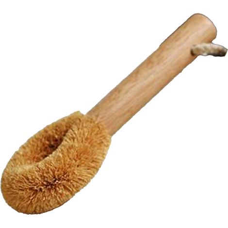Brosse à vaisselle de cuisine à manche court en bambou et fibre de coco 18x7.5 cm manche 11 cm pour casseroles poêles nettoyage 1 pièce (1/4)