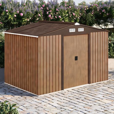 Abri de jardin coloris jaune en acier 277 x 195 x 192 cm (1/5)