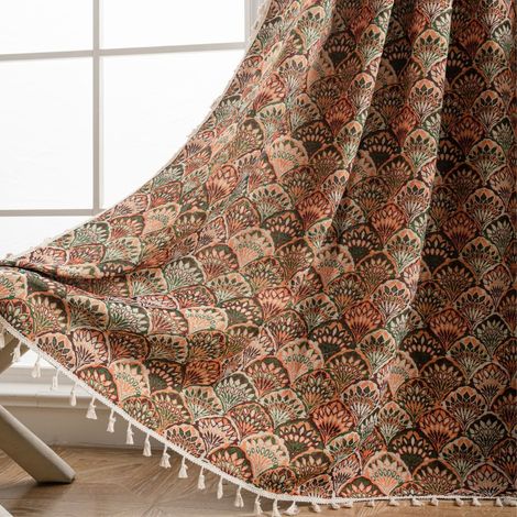 JSSEVN – Vintage-Gardine im böhmischen, geometrischen Azteken-Hippie-Jacquard-Stil für Schlaf- und Wohnzimmer, 1 Paneel, 150 x 180 cm (1/4)