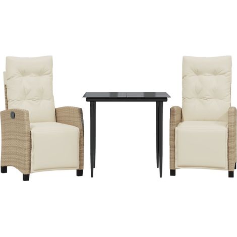 Maison Exclusive - Set da Pranzo da Giardino 3 pz con Cuscini Beige in Polyrattan
