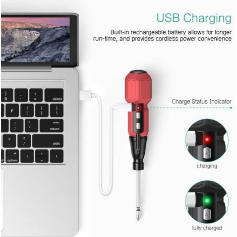 Visseuse Sans Fil - Tournevis Électrique Rechargeable - Couple 2 Nm - LED Intégrée - 9 Embouts Inclus - 1 Pièce (1/4)