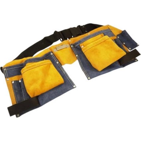 Ceinture Sacoche Porte Outils 55x20 cm - Cuir Full Leather - Double - Couleur - Pratique et Élégante - Beast