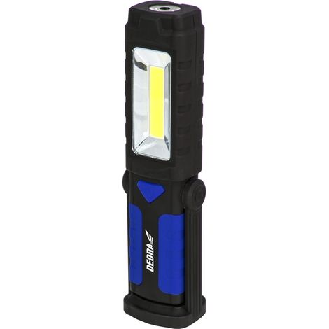 3W Cob Led Taschenlampe + 1W Led, länglich mit Sockel, mit Batterien