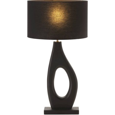 Lampe de table design noir doré en bois de manguier et métal - noir doré bois de manguier (1/4)