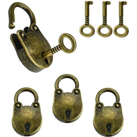 4 PCS Cadenas Vintage en Alliage de Zinc 35 x 21 cm Cadenas de Forme d'Ours Antirouille Mini Cadenas Vintage Robuste avec 6 Clé pour Petits Bagages Boîte à Bagages Valises Casiers Maison (1/4)