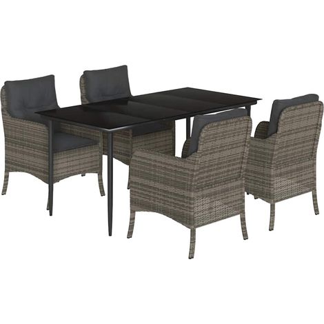 Maison Exclusive - Set comedor de jardín 5 piezas con cojines rat (1/5)