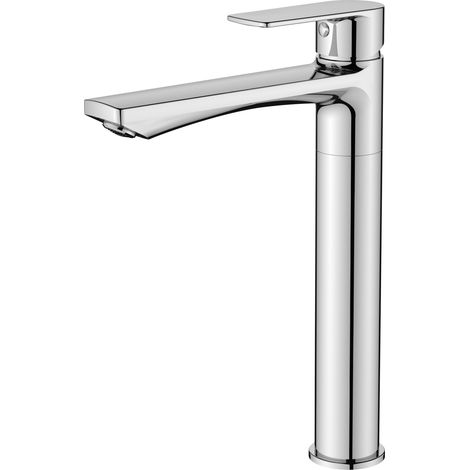 AICA Robinet de lavabo en zinc alliage, mitigeur monocommande avec bec hauteur 242 mm, robinet de salle de bain chromé (1/5)