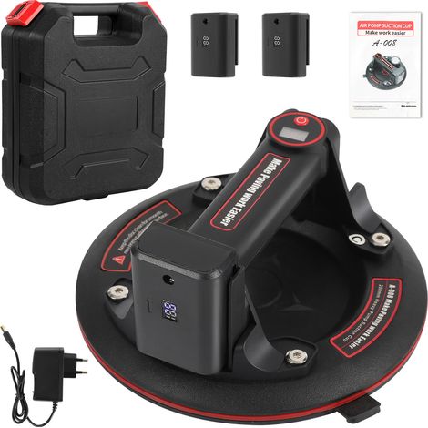 Jiubiaz 1x Elektrischer Saugnapf Elektrischer Glasheber Fliesenheber Glassauger Transport Mit Datendisplay mit 2 Akku 200mm (1/5)