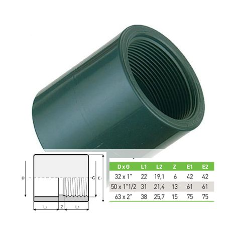 MANCHON PVC 63 x 2 - A coller / A visser