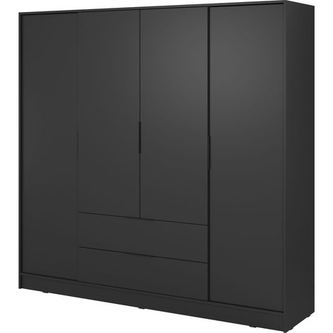 Armadio moderno nero - Dimensioni 206 x 200 x 51 cm - Design elegante e versatile (1/4)