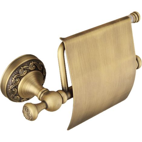 Vintage brass tissue holder, wall-mounted toilet paper holder, brushed bronze color (1/4)