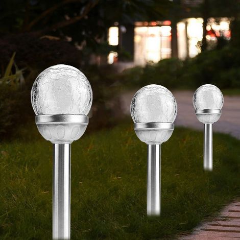 2 Pièces Lampe Solaire Jardin LED Étanche Piquet Boule Craquelée Rond Lumière Extérieure Décoration Cour (1/5)
