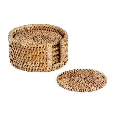 ANDREA HOUSE MS73183 Set 6 Posavasos Ratan Ø12X6Cm - ref: MS73183