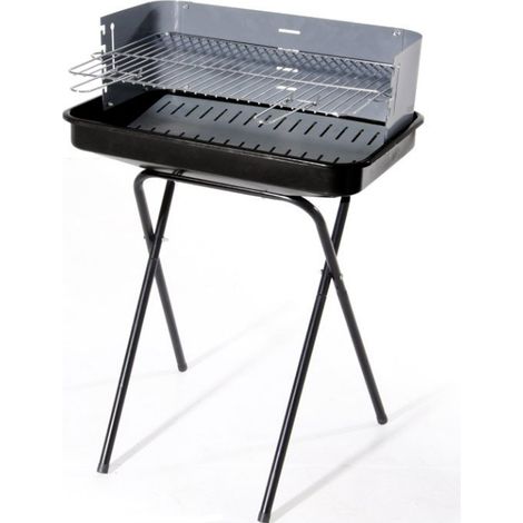 Holzkohlegrill 58x36x85 cm aus schwarz und grau lackiertem Stahl mit Windschutz - Roseto