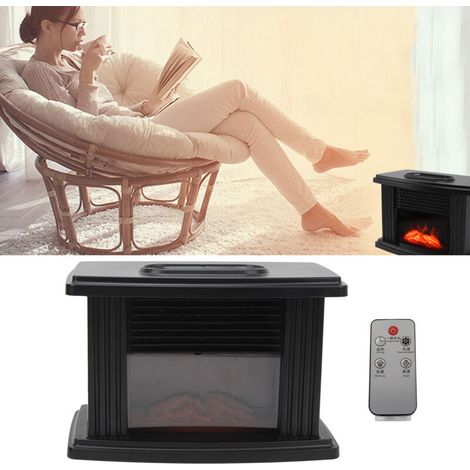 Chauffage d'espace Conception de cheminée réaliste 1000W Affichage de la température LED PTC Chauffage rapide Portable pour la maison Chambre Bureau Prise UE 220V (1/4)