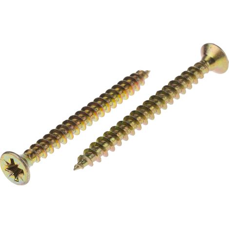 Rs Pro – Vis à bois 4.5mm – Tête fraisée 50mm – Acier galvanisé jaune passivé – Sachet de 100 unités pour vissage précis (1/2)