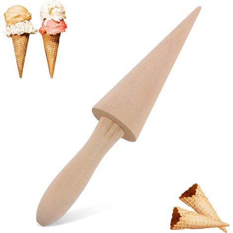 Cône en bois - gaufre roulée, glace pizzelle, pâtisserie AquaForge (1/5)