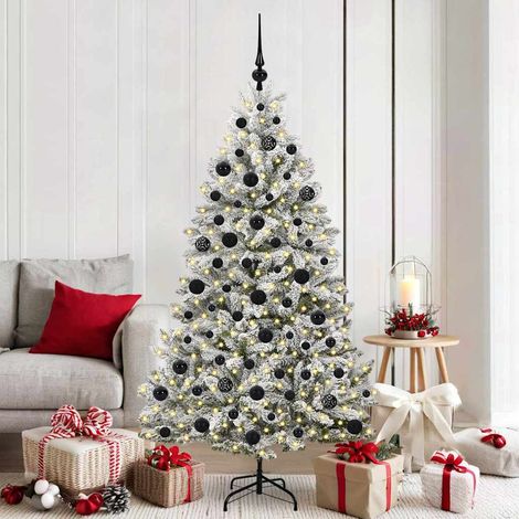 Künstlicher Weihnachtsbaum Grün und Weiß 180 cm PVC und Metall