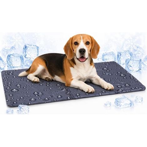 Tapis rafraîchissant pour chien et chat - Taille M - 70 x 50 cm - Gris chiné - Tapis d'été rafraîchissant en gel et mousse - Imperméable (1/5)