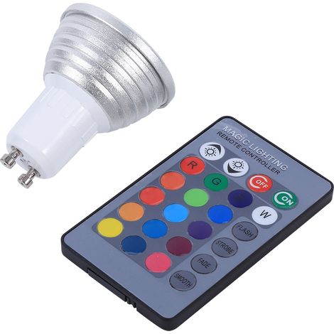 Ampoule LED GU10 RGB 3W - Changement De Couleur 16 Modes - Télécommande Sans Fil - Intérieur Et Extérieur - Lot De 1 (1/5)