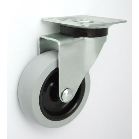Roue Pivotante - 75 mm - Caoutchouc - Charge Max 30 kg - Roulement Glissant - Pour Meuble