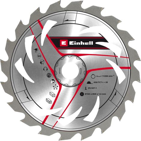Lame scie circulaire carbure Ø 165 x 20 x 1,6 mm, 20 dents (1/2)