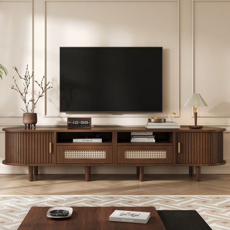 tv möbel schrank aufbewahrung oval 170 cm nussbaum OKMYHOME (1/5)