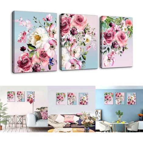 Tableau décoratif sur toile Irovami Modern HD Home Flower, 30 x 40 cm, 3 couplets (1/5)