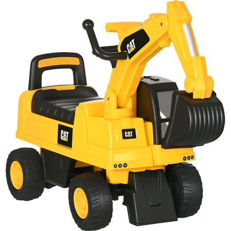 Pelleteuse pour enfants, jouet à chevaucher, pelle fonctionnelle, dispositif anti-basculement, roues antidérapantes, jaune et noir, 85 x 27,5 x 47,5 cm