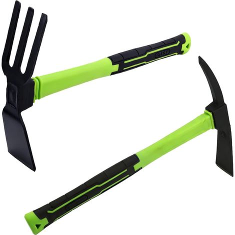 2 Piece Garden Hoe and Hand Rake Set Heavy Duty Gardening Tools with Non-Slip Handle Pick for Digging Weeding Growing and Maintaining Your Garden Lawn or Farm (1/5)
