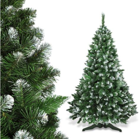 KADAX Albero di Natale artificiale in PVC con supporto ed estremità innevate, 47 rami e 12 ghirlande, muschio mattutino, 71,2" (1/5)