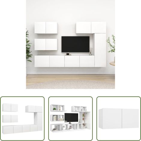 Wohnzimmermöbel - 6-tlg. TV-Schrank-Set Weiß Holzwerkstoff (1/5)