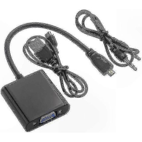 Adaptateur Micro-HDMI vers VGA pour Raspberry Pi 4, avec câble USB, noir type A. (1/5)