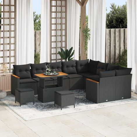 vidaXL Set Divano da Giardino 12 pcs Nero Rattan in Polipropilene (1/5)